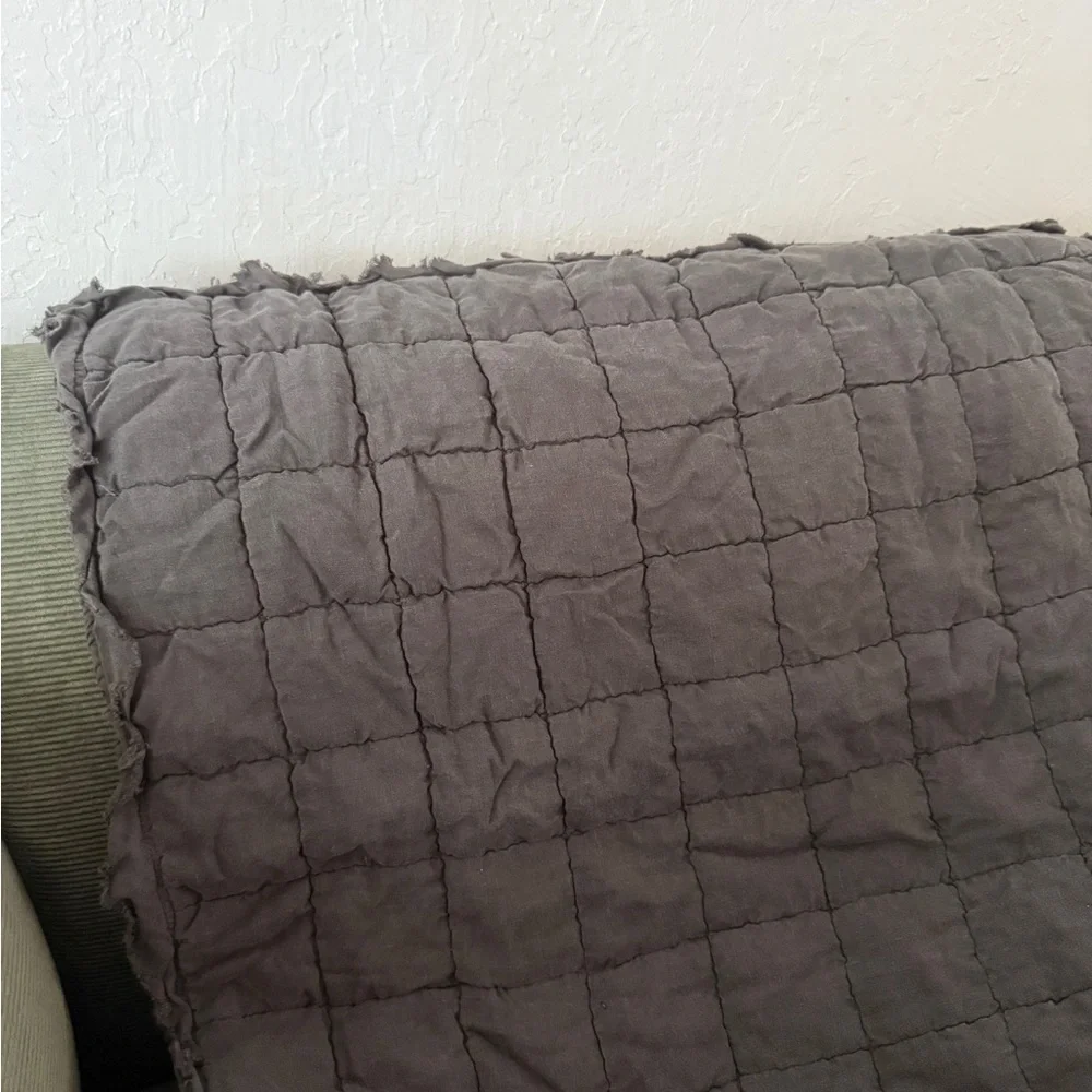 West Elm Cozy Gray Quilted Euro Pillow Sham